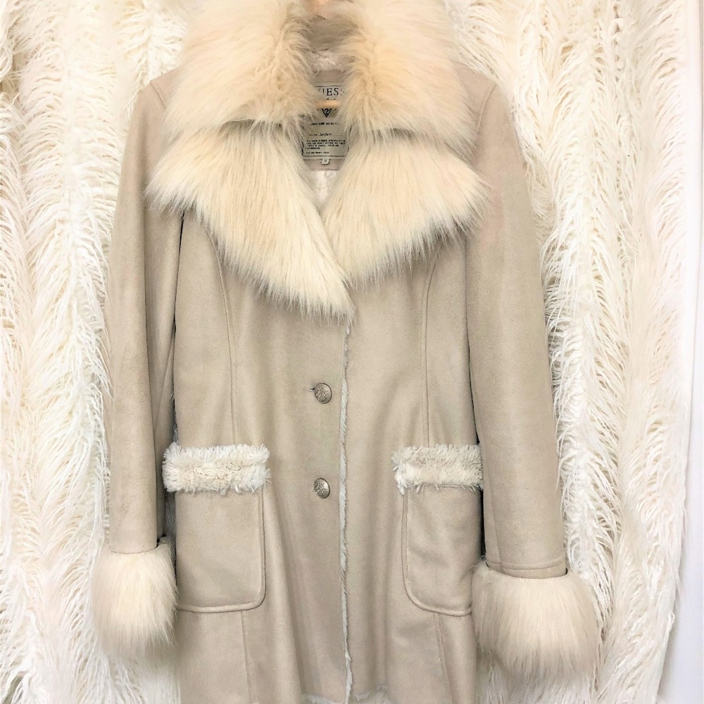 Guess champagne faux fur Autumn coat